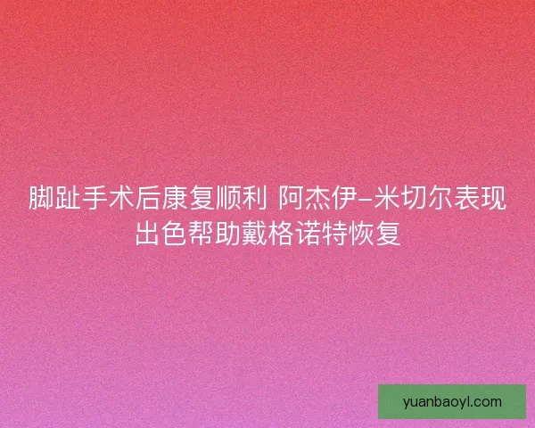 脚趾手术后康复顺利 阿杰伊-米切尔表现出色帮助戴格诺特恢复
